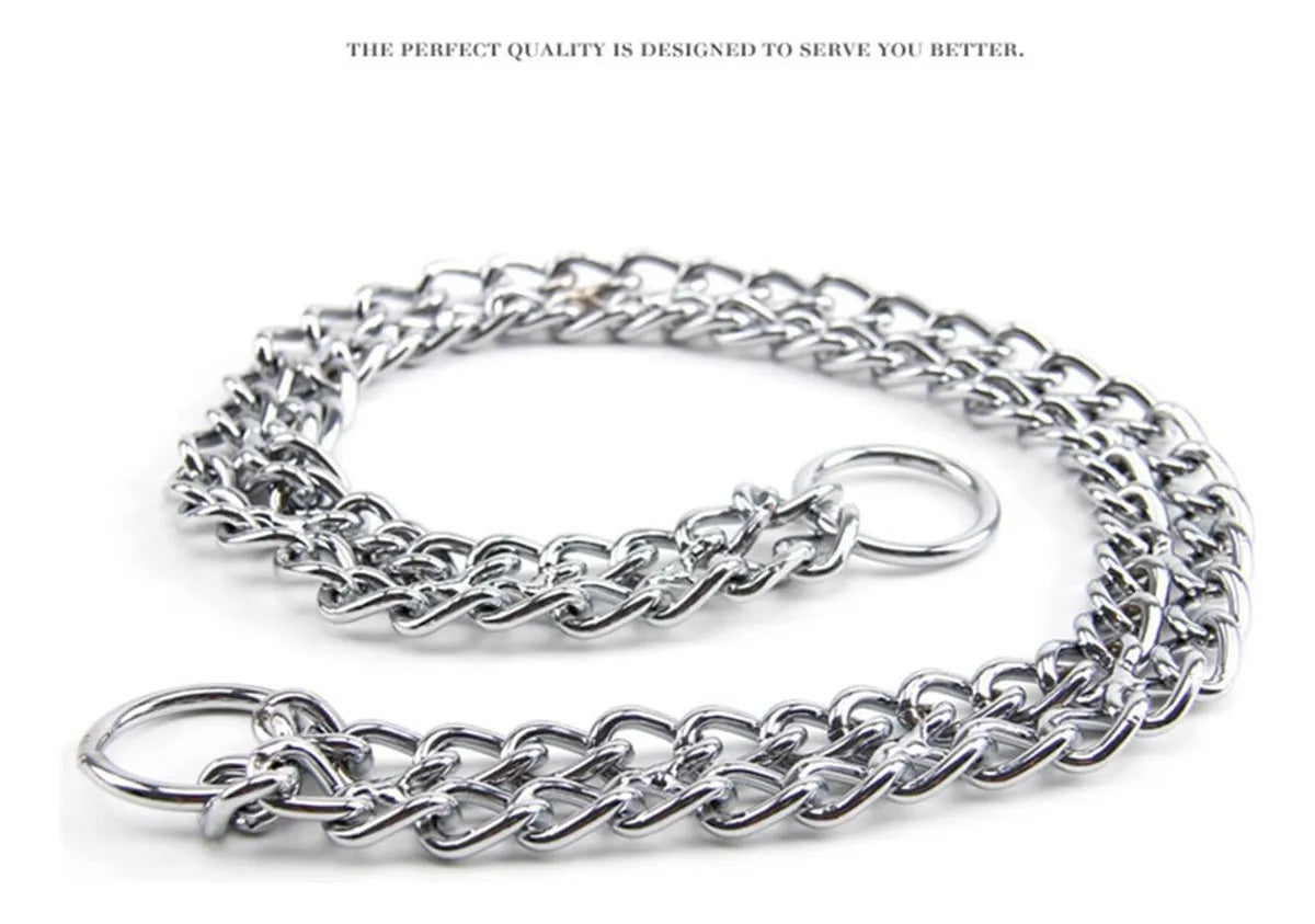 Collar  Doble Canino Cromo Tamaño 60cm