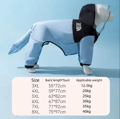 Impermeable para Perros Medianos y Grandes, Labrador, Golden Retriever, Shiba Inu, Ropa Impermeable para Perros de Cuatro Patas