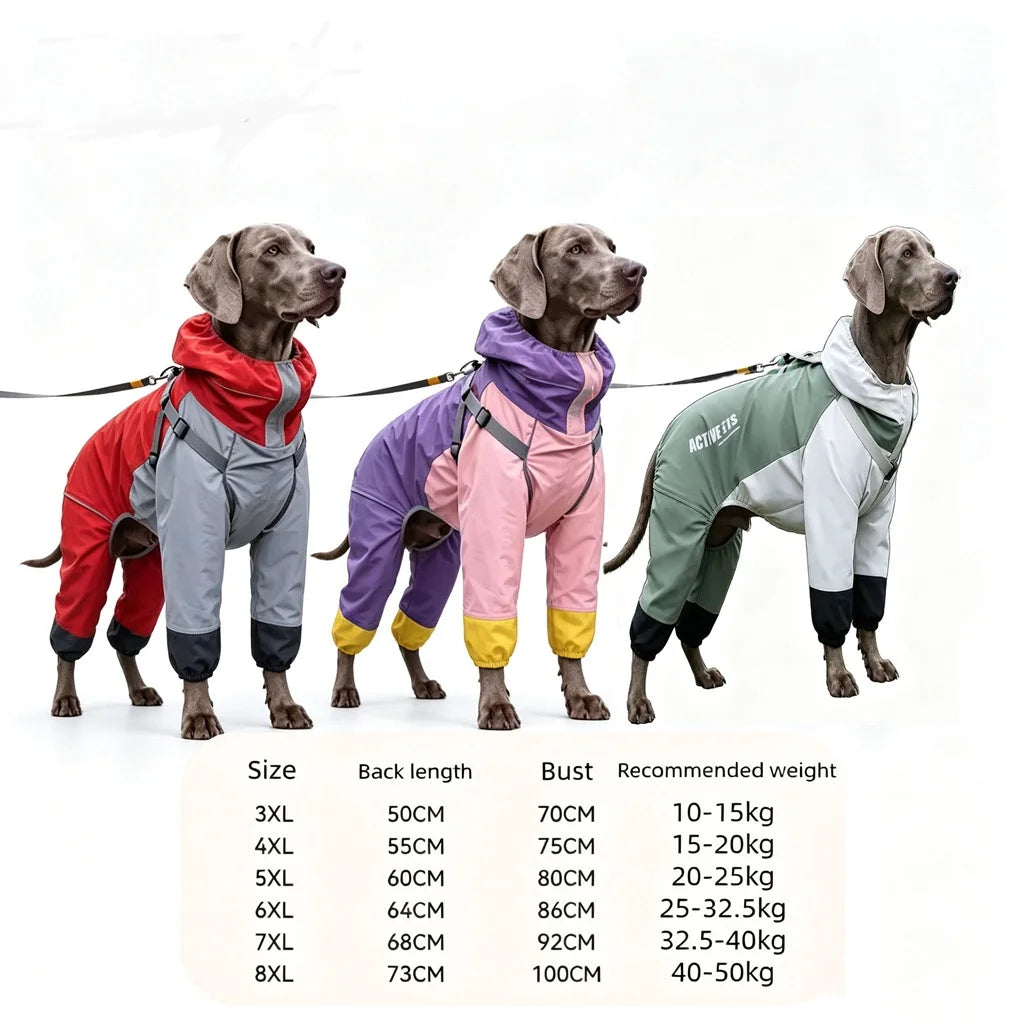 Impermeable para Perros Medianos y Grandes, Labrador, Golden Retriever, Shiba Inu, Ropa Impermeable para Perros de Cuatro Patas
