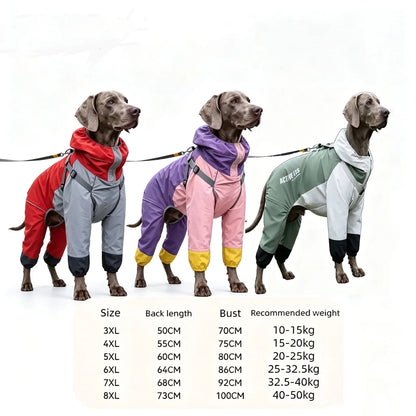 Impermeable para Perros Medianos y Grandes, Labrador, Golden Retriever, Shiba Inu, Ropa Impermeable para Perros de Cuatro Patas