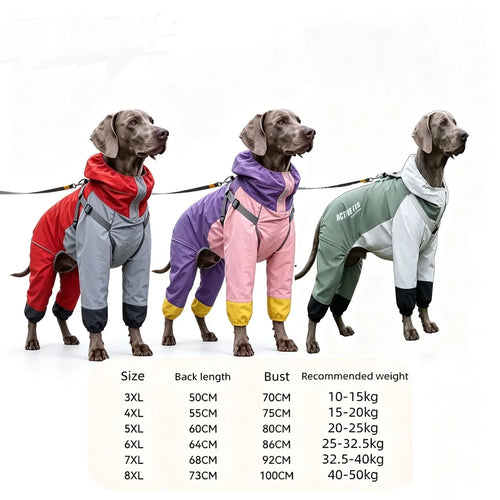 Impermeable para Perros Medianos y Grandes, Labrador, Golden Retriever, Shiba Inu, Ropa Impermeable para Perros de Cuatro Patas