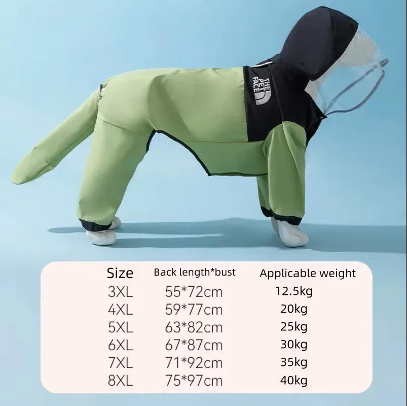 Impermeable para Perros Medianos y Grandes, Labrador, Golden Retriever, Shiba Inu, Ropa Impermeable para Perros de Cuatro Patas