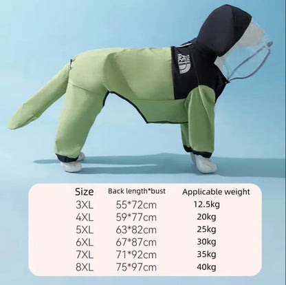 Impermeable para Perros Medianos y Grandes, Labrador, Golden Retriever, Shiba Inu, Ropa Impermeable para Perros de Cuatro Patas
