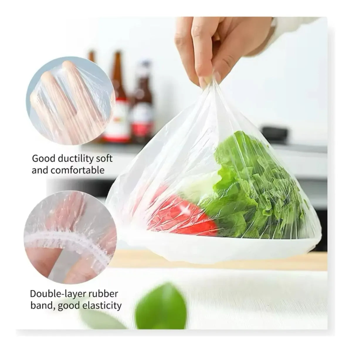 JUEGO DE BOLSAS PLASTICAS DE COMIDA DE 100 UNIDADES
